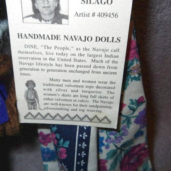 Vtg Handcrafted Navajo Doll Set Of 2 Man & Woman Traditional Clothes Alta Silago - Picture 9 of 9